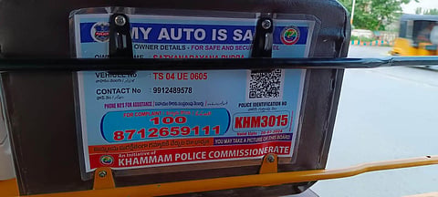 Khammam Police Department have pasted QR code stickers on Autos.