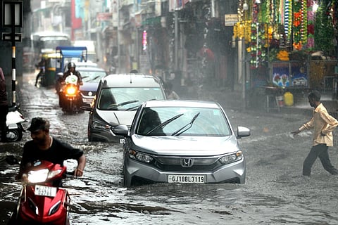 A well-marked low-pressure area over southern Rajasthan has moved westward and intensified into a depression over southwestern Rajasthan, subsequently affecting northern Gujarat.