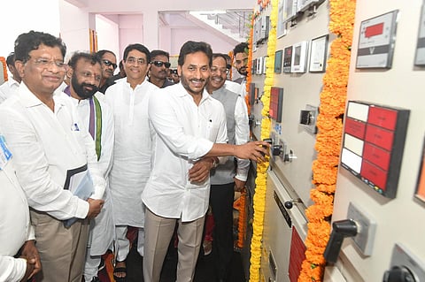 Chief Minister YS Jagan Mohan Reddy inaugurating the Lakkasagaram Lift Irrigation project in Kurnool on Tuesday. (Photo | Express)