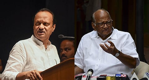 FILE - A collage of Maharashtra Deputy CM Ajit Pawar and his uncle and NCP chief Sharad Pawar (Photos | PTI)