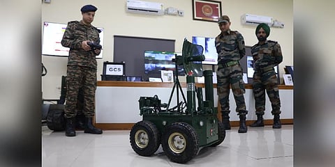 Military personnel perform demo-nstration of a military equipment at MCEME on Tuesday | Sri Loganathan Velmurugan