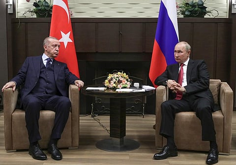 Russian President Vladimir Putin, right, and Turkish President Recep Tayyip Erdogan. (Photo | AP)