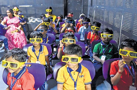 The 4K theatre has a capacity to seat 60, said planetarium officials, and is the newest addition to the existing features such as the 3D theatre and evolution park | mk ashok kumar