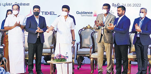 FILE: CM MK Stalin inaugurating TANCAM and two IICs in Sriperumbudur and Hosur on Friday; staff working at the newly opened centre in Chennai (right) | Ashwin Prasath