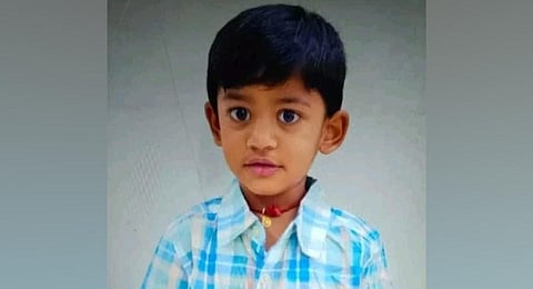 Four-year-old Mithun Reddy, who was swept away after falling into a nala at NRI Colony. (Photo | Express)