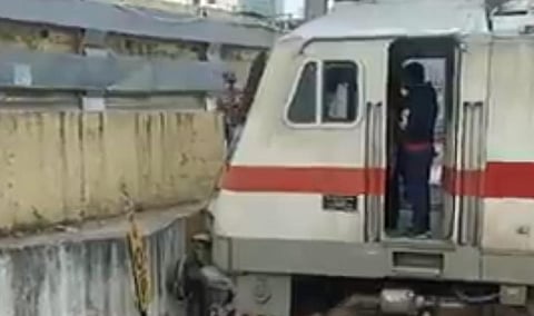 Derailed Charminar express at Nampally station. (Photo | PTI)