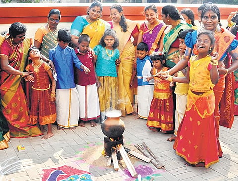 Pongal gaiety with parents and pupils