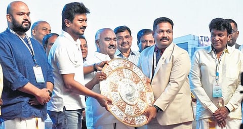 Sports Minister Udhayanidhi Stalin inaugurated the Tamil Diaspora Day celebrations at Chennai Trade Centre in Nandambakkam on Thursday | Ashwin prasath