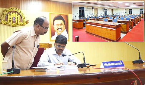 Corporation commissioner Shubham Dnyandeorao Thakare told the media persons that a no-confidence motion against Saravanan cannot be moved again for the next one year as per law. (Photo | Express)