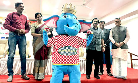 Mascot chessie during the announcement of 1st Bangalore international Grandmaster open chess tournament. (Photo | Express)