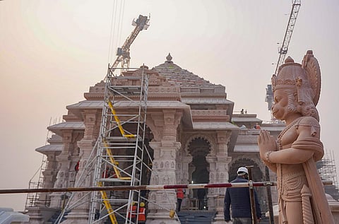 The under-construction Shri Ram Janmabhoomi temple in Ayodhya.