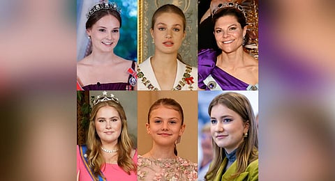 (From top left to bottom right) Princesses Ingrid Alexandra, Leonor, Victoria, Catharina-Amalia, Estelle, and Elisabeth. | AFP