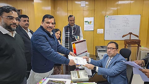 AAP leader Sanjay Singh files his nomination papers for the upcoming Rajya Sabha elections, in New Delhi | PTI