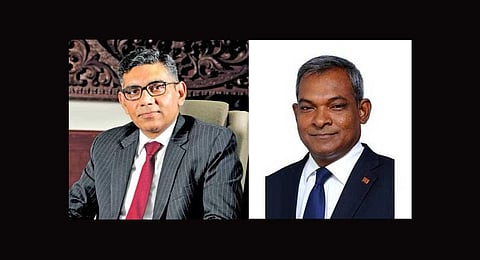 Indian High Commissioner to Maldives Munu Mahawar and Maldives High Commissioner in Delhi, Ibrahim Shaheeb.