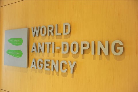 Logo of the World Anti-Doping Agency. (File photo |AFP)