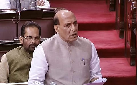 Union Home Minister Rajnath Singh speaks in the Rajya Sabha in New Delhi on Friday Aug 3 2018. (Photo | PTI)