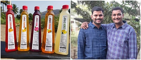 डावीकडून पृथ्वीराज आणि सुवर्णजीत हे चव्हाण बंधू आपल्या उत्पादनांसह