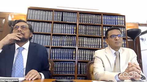 CJI SA Bobde and Justice DY Chandrachud during the online demo of the proposed e-filing module