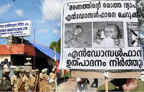 Placard against the sale and use of the lethal endosulfan pesticide (Representative Image)