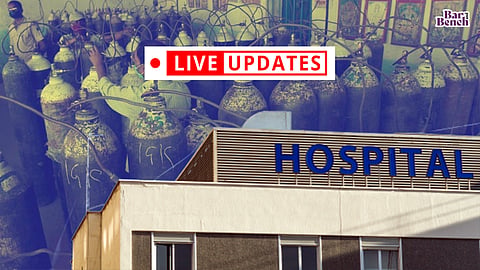 Hospital, oxygen cylinders