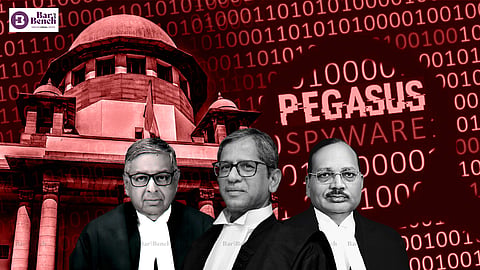 Surya Kant, CJI Ramana, Aniruddha bose, Pegasus