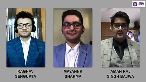 The Runners-Up Aman Raj Singh Bajwa, Raghav Sengupta, and Mayannk Sharma.