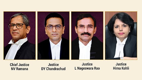 Chief Justice NV Ramana, Justices L Nageswara Rao, DY Chandrachud & Hima Kohli