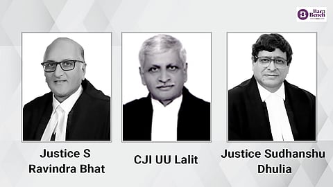 Justice S Ravindra Bhat, CJI UU Lalit and Justice Sudhanshu Dhulia