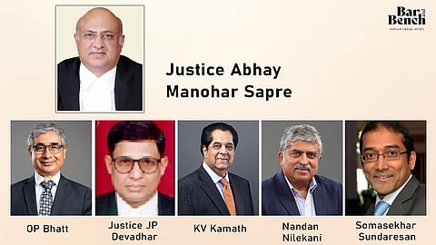 Justice Abhay Manohar Sapre, OP Bhatt, Justice JP Debadhar, KV Kamath, Nandan Nilekani, Somasekhar Sundaresan