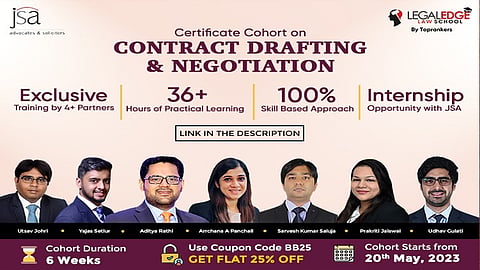 Certificate cohort on contract drafting and negotiation by LegalEdge Law School and J Sagar Associates