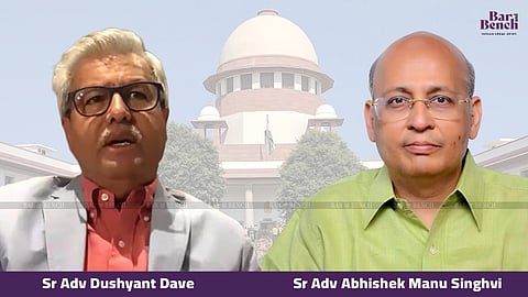 ಹಿರಿಯ ವಕೀಲರಾದ ದುಶ್ಯಂತ್ ದವೆ, ಅಭಿಷೇಕ್ ಮನು ಸಿಂಘ್ವಿ