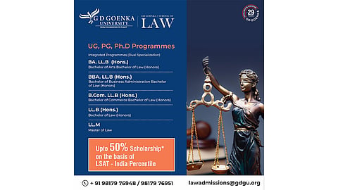 School of Law, GD Goenka University, Gurgaon is offering Admissions Based on LSAT India Exams Score