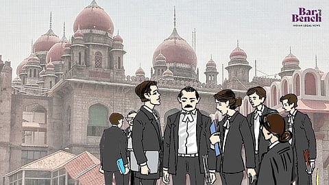 Lawyers with Telangana High Court
