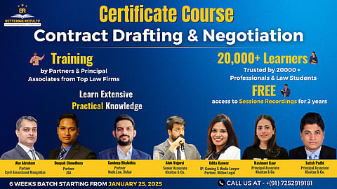 Certificate Course on Contract Drafting and Negotiation led by top Law Firm Partners: Enroll Now