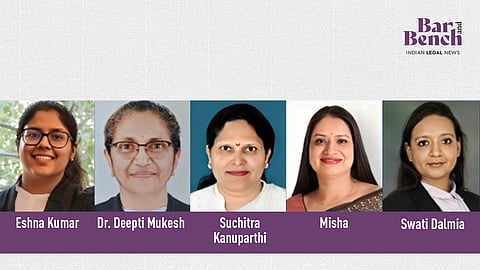 Eshna Kumar, Dr. Deepti Mukesh, Suchitra Kanuparthi, Misha, and Swati Dalmia
