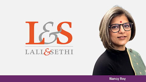 Nancy Roy with logo of Lall & Sethi