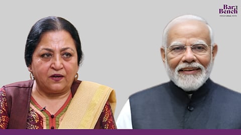Madhu Kishwar with PM Modi
