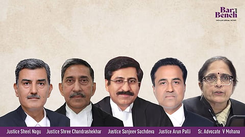 Justice Sheel Nagu, Justice Shree Chandrashekhar, Justice Sanjeev Sachdeva Justice Arun Palli, Sr. Advocate V Mohana