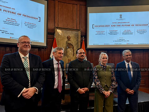 L to R: Brett Dixon, Lord Nicholas Hamblen, CJI Surya Kant, Kirsty Brimelow KC, Kumaran Periasamy