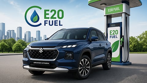 Maruti grand vitara and something to represent “E20 Fuel”