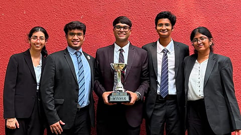 L to R: Shravya Nargotra (JGLS), Abhinandan Adhikari (JGLS), Rishank Mehrotra (DSNLU), Vinayak Kedia (NLSIU), Shalini Kottapalli (JGLS)
