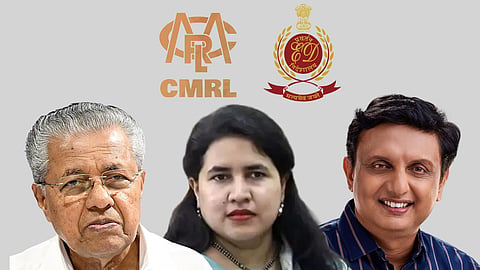 Pinarayi Vijayan, Veena Thaikkandiyil, MLA Mohammed Riyas with CMRL and ED