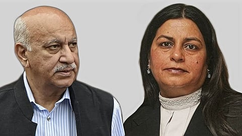 Geeta Luthra (R)and MJ Akbar (L)