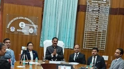 KSLSA Executive Chairman Justice B Veerappa and other office bearers of KSLSA