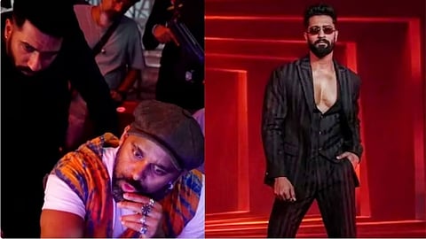 Bosco Martis and Vicky Kaushal behind-the-scenes of 'Tauba Tauba' (left) and Vicky in the music video