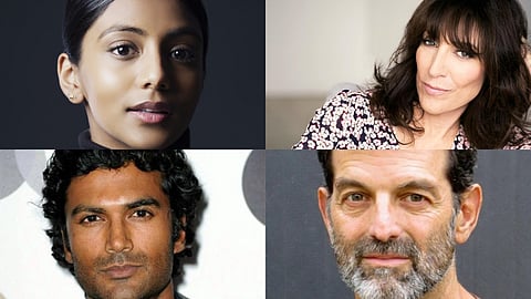 (Clockwise from top left) Charithra Chandran, Katey Sagal, Mark Harelik, and Sendhil Ramamurthy