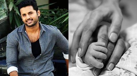 Actor Nithiin with new-born