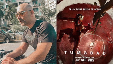 Rahi Anil Barve (left) and a poster from Tumbbad