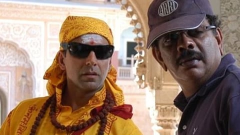 Akshay Kumar and Priyadarshan on the sets of Bhool Bhulaiyaa