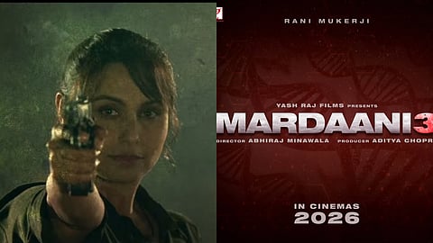 Rani Mukerji in Mardaani (left) and a poster from Mardaani 3
